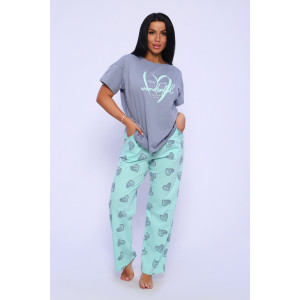 Костюм двойка женский №82050 кулирка (последний размер) ментол 48