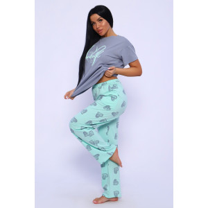 Костюм двойка женский №82050 кулирка (последний размер) ментол 48