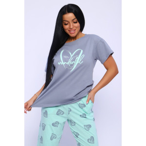 Костюм двойка женский №82050 кулирка (последний размер) ментол 48