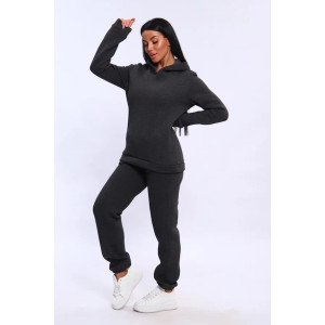 Костюм двойка женский №19130 футер 3-х нитка с начесом (последний размер) антрацит меланж 50