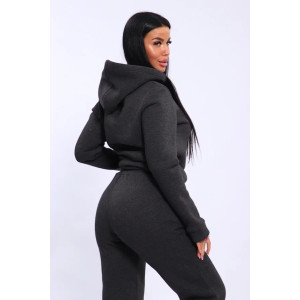 Костюм двойка женский №19130 футер 3-х нитка с начесом (последний размер) антрацит меланж 50