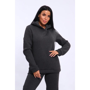 Костюм двойка женский №19130 футер 3-х нитка с начесом (последний размер) антрацит меланж 50