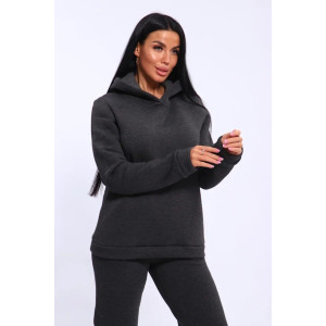 Костюм двойка женский №19130 футер 3-х нитка с начесом (последний размер) антрацит меланж 50