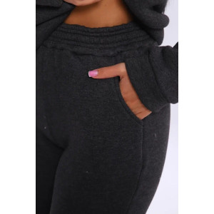 Костюм двойка женский №19130 футер 3-х нитка с начесом (последний размер) антрацит меланж 50