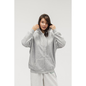Худи женское №057559 футер на флисе (р-ры: 42-56) серый