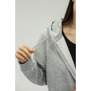 Худи женское №057559 футер на флисе (р-ры: 42-56) серый