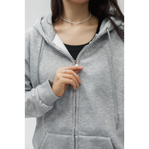 Худи женское №057559 футер на флисе (р-ры: 42-56) серый