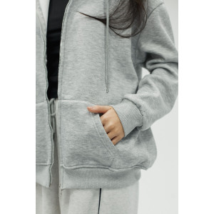 Худи женское №057559 футер на флисе (р-ры: 42-56) серый
