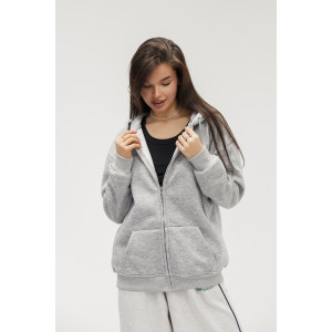 Худи женское №057559 футер на флисе (р-ры: 42-56) серый