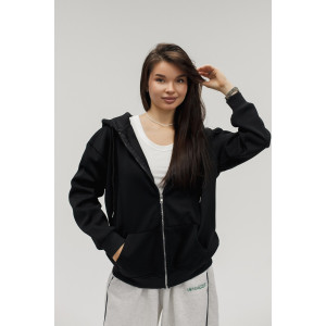 Худи женское №057559 футер на флисе (р-ры: 42-56) черный