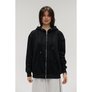 Худи женское №057559 футер на флисе (р-ры: 42-56) черный