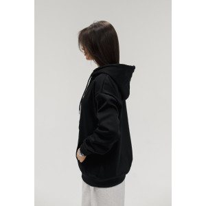 Худи женское №057559 футер на флисе (р-ры: 42-56) черный