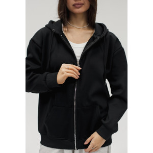 Худи женское №057559 футер на флисе (р-ры: 42-56) черный