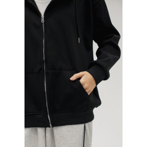 Худи женское №057559 футер на флисе (р-ры: 42-56) черный