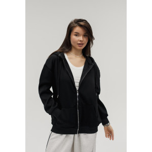 Худи женское №057559 футер на флисе (р-ры: 42-56) черный