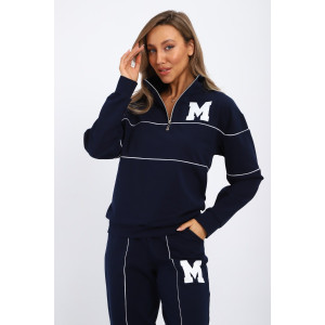 Костюм двойка женский №74720 футер 2-х нитка (р-ры: 42-56) синий