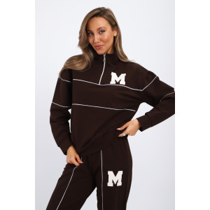 Костюм двойка женский №74720 футер 2-х нитка (р-ры: 42-56) шоколадный