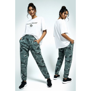 Костюм двойка женский №395 кулирка с лайкрой (р-ры: 46-56) хаки-белый