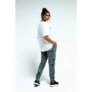 Костюм двойка женский №395 кулирка с лайкрой (р-ры: 46-56) хаки-белый