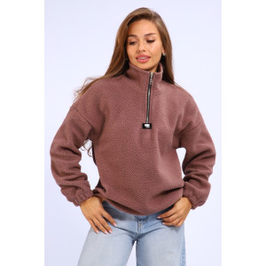 Толстовка женская №001 флис-футер (р-ры: 44-52) коричневый