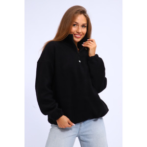 Толстовка женская №001 флис-футер (р-ры: 44-52) черный