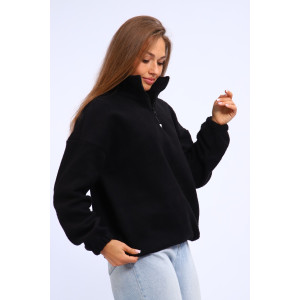Толстовка женская №001 флис-футер (р-ры: 44-52) черный