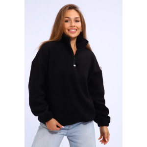 Толстовка женская №001 флис-футер (р-ры: 44-52) черный