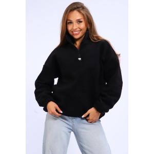 Толстовка женская №001 флис-футер (р-ры: 44-52) черный