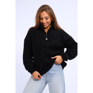 Толстовка женская №001 флис-футер (р-ры: 44-52) черный