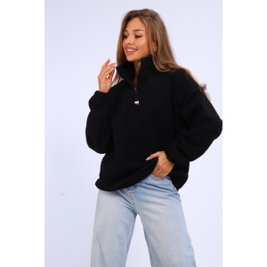 Толстовка женская №001 флис-футер (р-ры: 44-52) черный