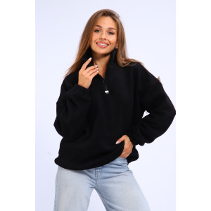 Толстовка женская №001 флис-футер (р-ры: 44-52) черный