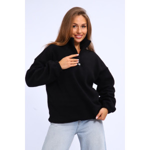 Толстовка женская №001 флис-футер (р-ры: 44-52) черный