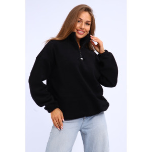 Толстовка женская №001 флис-футер (р-ры: 44-52) черный