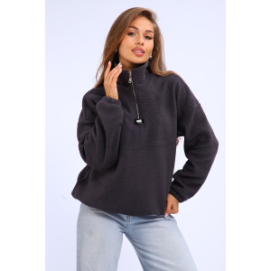 Толстовка женская №001 флис-футер (р-ры: 44-52) графит Толстовка женская №001 флис-футер (р-ры: 44-52) графит
