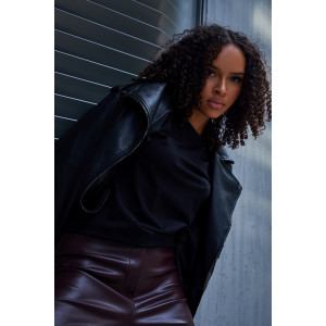 Лонгслив женский №057523 "База" кулирка пенье компакт (р-ры: 46-64) черный