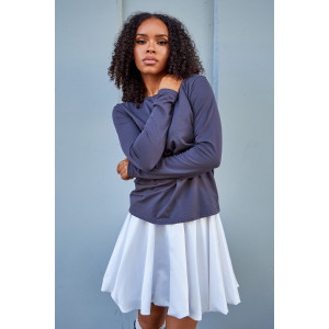 Лонгслив женский №057523 "База" кулирка пенье компакт (р-ры: 46-64) графит