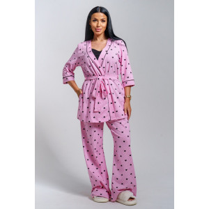 Пижама тройка женская "Асти" кулирка (р-ры: 48-58) розовый Пижама тройка женская "Асти" кулирка (р-ры: 48-58) розовый