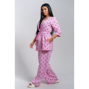 Пижама тройка женская "Асти" кулирка (р-ры: 48-58) розовый Пижама тройка женская "Асти" кулирка (р-ры: 48-58) розовый