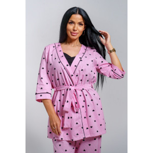 Пижама тройка женская "Асти" кулирка (р-ры: 48-58) розовый Пижама тройка женская "Асти" кулирка (р-ры: 48-58) розовый