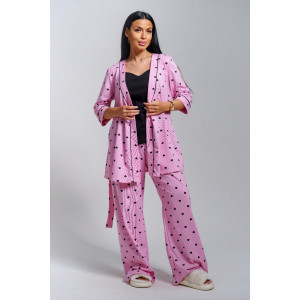 Пижама тройка женская "Асти" кулирка (р-ры: 48-58) розовый Пижама тройка женская "Асти" кулирка (р-ры: 48-58) розовый