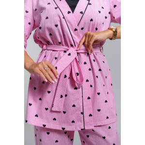 Пижама тройка женская "Асти" кулирка (р-ры: 48-58) розовый Пижама тройка женская "Асти" кулирка (р-ры: 48-58) розовый