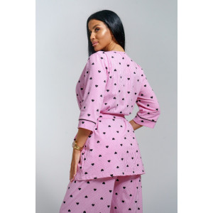 Пижама тройка женская "Асти" кулирка (р-ры: 48-58) розовый Пижама тройка женская "Асти" кулирка (р-ры: 48-58) розовый