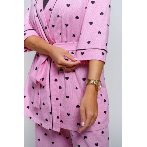 Пижама тройка женская "Асти" кулирка (р-ры: 48-58) розовый Пижама тройка женская "Асти" кулирка (р-ры: 48-58) розовый