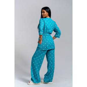 Пижама тройка женская "Асти" кулирка (р-ры: 48-58) изумруд