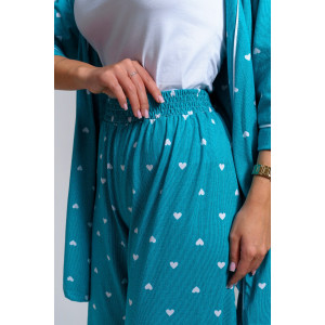 Пижама тройка женская "Асти" кулирка (р-ры: 48-58) изумруд