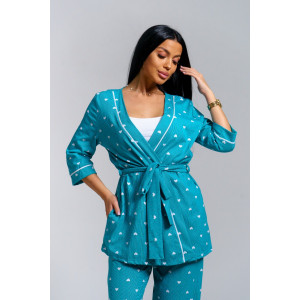 Пижама тройка женская "Асти" кулирка (р-ры: 48-58) изумруд