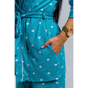 Пижама тройка женская "Асти" кулирка (р-ры: 48-58) изумруд