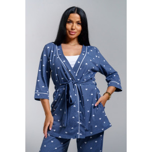 Пижама тройка женская "Асти" кулирка (р-ры: 48-58) джинс Пижама тройка женская "Асти" кулирка (р-ры: 48-58) джинс