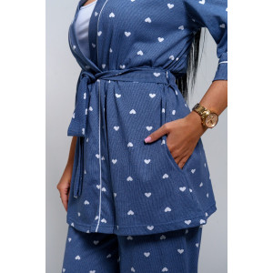 Пижама тройка женская "Асти" кулирка (р-ры: 48-58) джинс Пижама тройка женская "Асти" кулирка (р-ры: 48-58) джинс