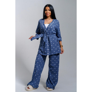 Пижама тройка женская "Асти" кулирка (р-ры: 48-58) джинс Пижама тройка женская "Асти" кулирка (р-ры: 48-58) джинс